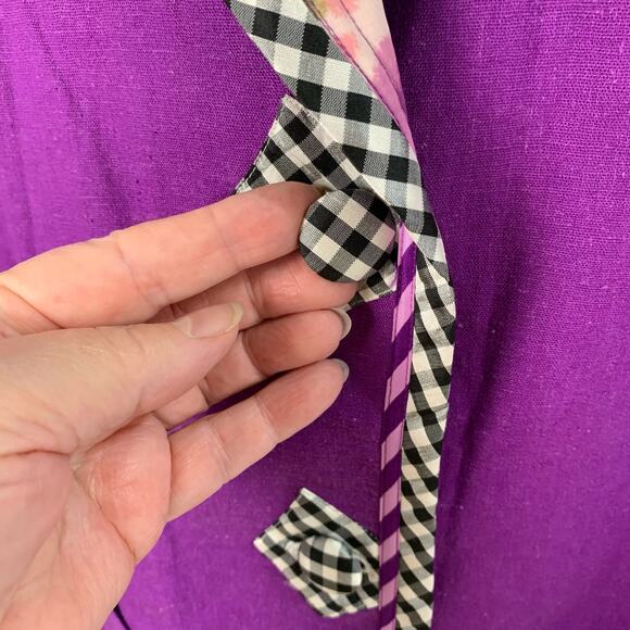 Koos of Coursee! Size M Linen Blend Art to Wear Reversible Floral Jacket Purple - Picture 3 of 12